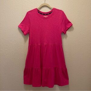 GAP Beetroot Purple Cotton Ruffle Tiers Pockets Short Sleeve Pull-On Dress M
